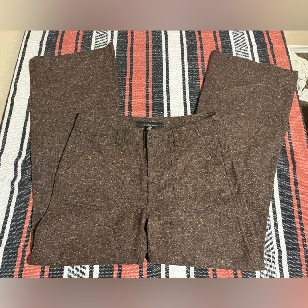 Calvin Klein Wool Blend Pants Brown Speckled